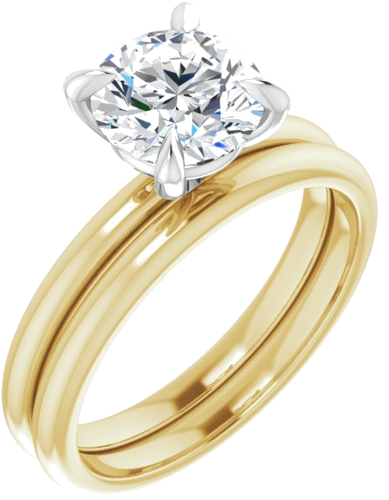 14K Yellow White 7.4 mm Round Engagement Ring Mounting (6)