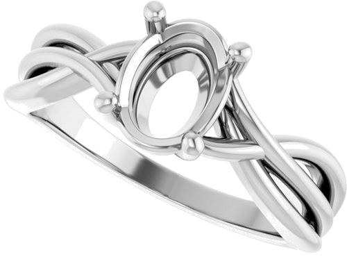 Sužadėtuvių Žiedas „Solitaire“ 14k white gold Oval 8mm x 6mm (5)