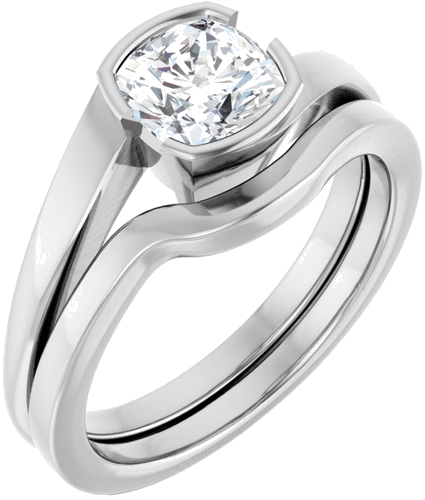 Sužadėtuvių Žiedas „Half-Bezel Solitaire“ 950 Platinos Cushion 6mm (6)