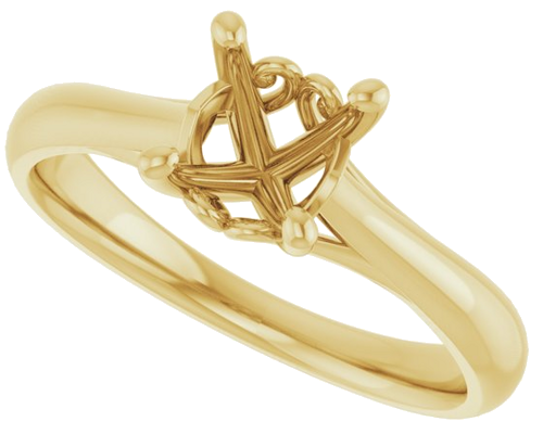 14K Yellow  6.5 mm Round Solitaire Engagement Ring Mounting (5)