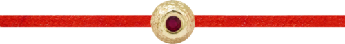 Гривна от червен конец с фрезовано златно мънисто и рубин (2)