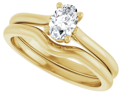 Sužadėtuvių Žiedas „Solitaire“ 585 Geltonojo Aukso Oval 6mm x 4mm (10)