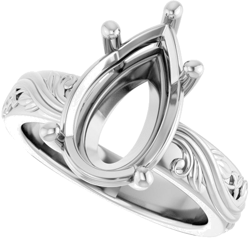 Sužadėtuvių Žiedas „Solitaire Sculptural“ 18k white gold Pear 14mm x 9mm (5)