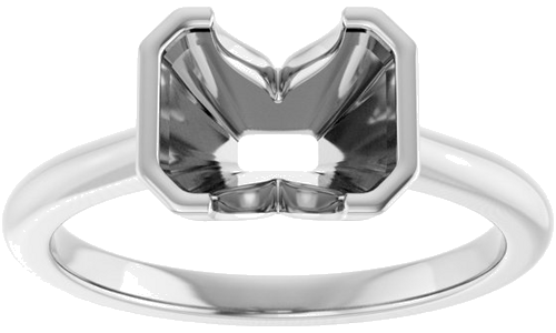 14K White 8x6 mm Emerald Solitaire Engagement Ring Mounting (3)