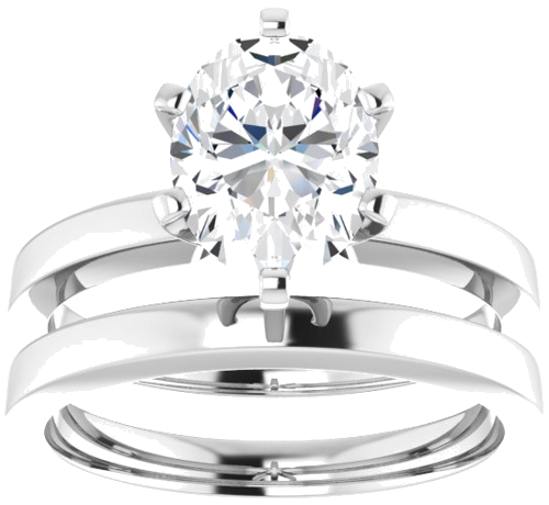 Sužadėtuvių Žiedas „Solitaire“ 585 Baltojo Aukso Oval 9mm x 7mm (8)