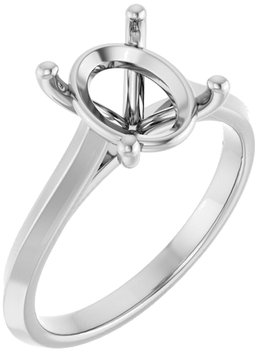 Sužadėtuvių Žiedas „Solitaire“ 585 Baltojo Aukso Oval 10mm x 8mm (1)