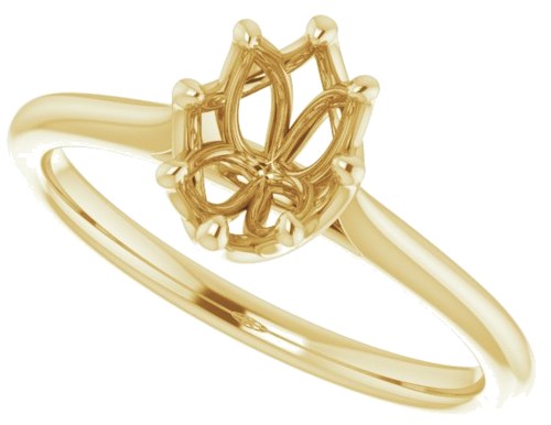 14K Yellow 7x5 mm Oval Solitaire Engagement Ring Mounting (5)