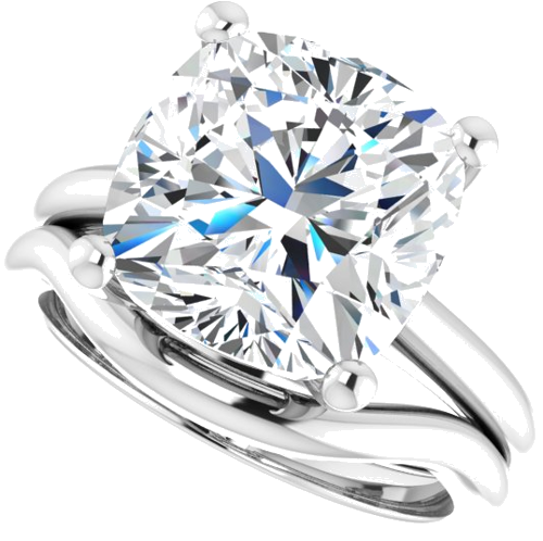 Sužadėtuvių Žiedas „V-End Prong“ 14k white gold Cushion 11mm (10)