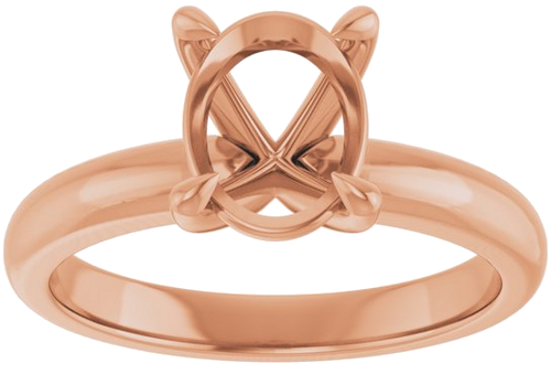 Sužadėtuvių Žiedas „Solitaire“ 585 Rožinis Aukso Oval 9mm x 7mm (3)