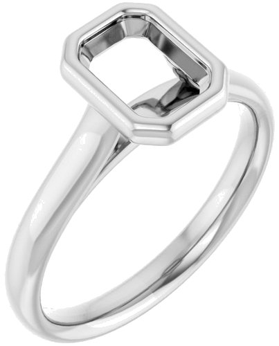 Sužadėtuvių Žiedas „Bezel-Set Solitaire“ 585 Baltojo Aukso Emerald 7mm x 5mm (1)