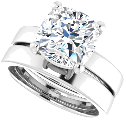 Sužadėtuvių Žiedas „Solitaire“ 14k white gold Cushion 9mm (10)