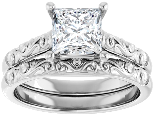Sužadėtuvių Žiedas „Solitaire“ 14k white gold Square 6mm (8)