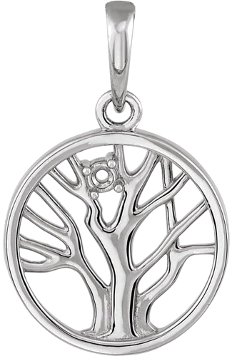 14K White 1.5 mm Round 1-Stone Family Tree Pendant Mounting (1)