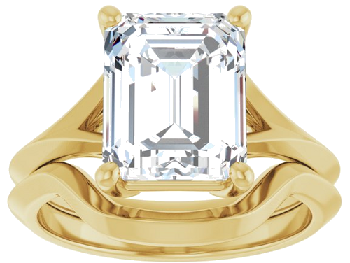 Sužadėtuvių Žiedas „Solitaire Split Shank“ 14k yellow gold Emerald 10mm x 8mm (8)