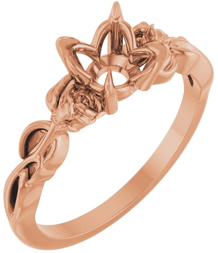 14K Rose 6.5 mm Round Nature-Inspired Engagement Ring Mounting (1)
