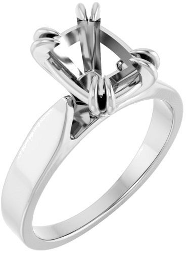Sužadėtuvių Žiedas „Double Claw-Prong Solitaire“ 14k white gold Elongated Cushion 9mm x 7mm (1)