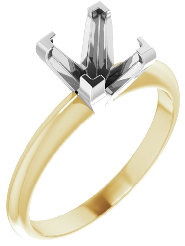 14K Yellow White 6.5 mm Square V-End 4-Prong Engagement Ring Mounting (1)