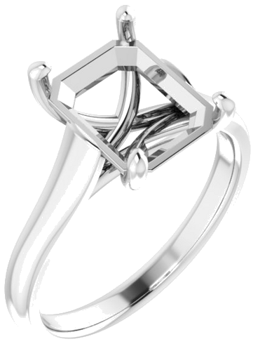 14K White 10x8 mm Emerald Solitaire Engagement Ring Mounting (1)