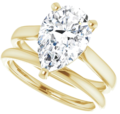 Sužadėtuvių Žiedas „Solitaire“ 585 Geltonojo Aukso Pear Shape 12mm x 8mm (10)
