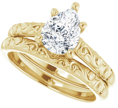 Sužadėtuvių Žiedas „Solitaire“ 10k yellow gold Pear 8mm x 6mm (10)