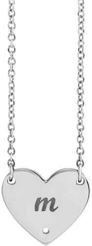 Sterling Silver 1.5 mm Round Engravable Heart 18  Necklace Mounting (3)