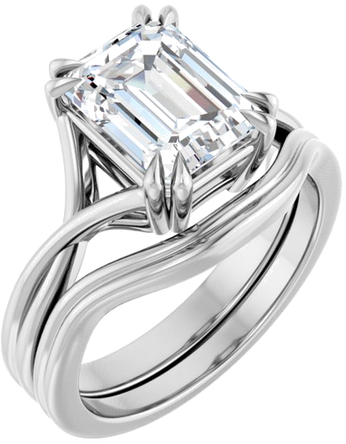 14K White 9x7 mm Emerald Solitaire Engagement Ring Mounting (6)