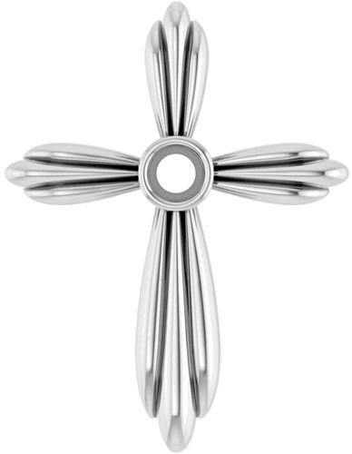 14K White 2.5 mm Round Bezel-Set Cross Pendant Mounting (1)