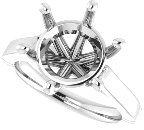 14K White  11 mm Round Solitaire Engagement Ring Mounting (5)