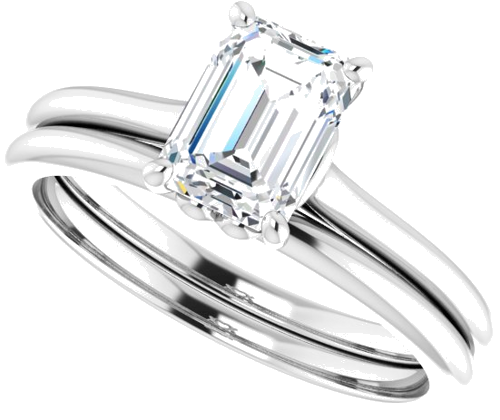Sužadėtuvių Žiedas „Solitaire“ 14k white gold Emerald 7mm x 5mm (10)
