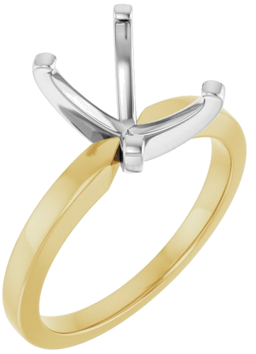 14K Yellow White 9x7 mm Emerald Solitaire Engagement Ring Mounting (1)