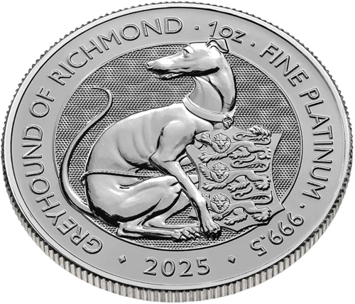 2025 Великобритания Кралските Тюдорови зверове: Ричмъндска хрътка 1 oz платинова монета (4)