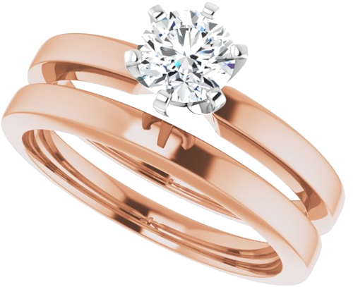 14K Rose White 5.2 mm Round Solitaire Engagement Ring Mounting (10)