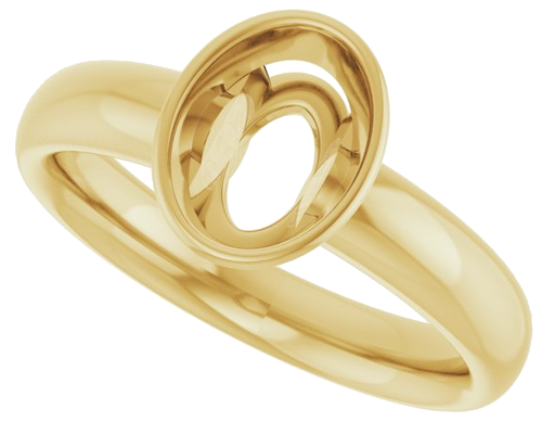 Sužadėtuvių Žiedas „Bezel-Set Solitaire“ 585 Geltonojo Aukso Oval 8mm x 6mm (5)