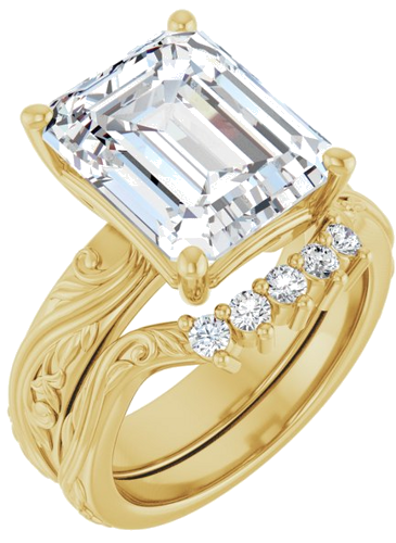 Sužadėtuvių Žiedas „Solitaire Sculptural“ 14k yellow gold Emerald 12mm x 10mm (6)