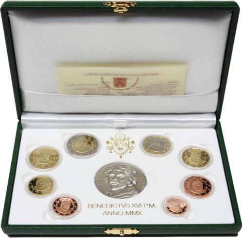 2010 Vatican Benedict XVI Proof Euro coin set with silver medal (1)