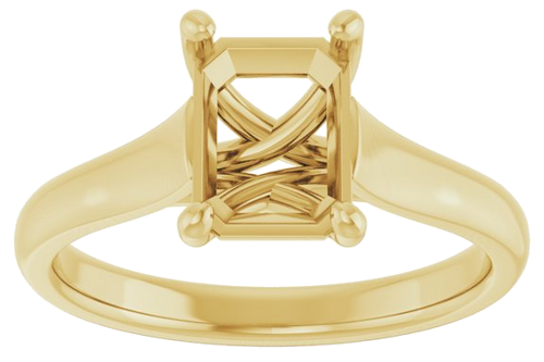 14K Yellow 8x6 mm Emerald Solitaire Engagement Ring Mounting (3)