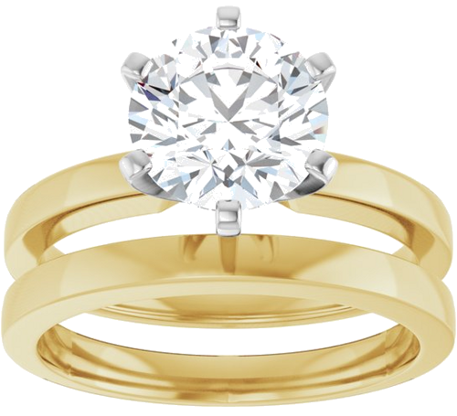 14K Yellow White 8 mm Round Solitaire Engagement Ring Mounting (8)