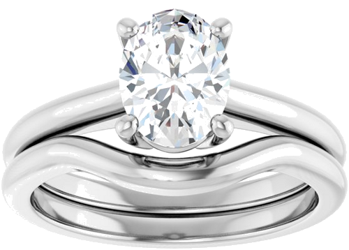 Sužadėtuvių Žiedas 585 Baltojo Aukso Oval 8mm x 6mm (8)