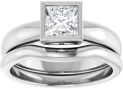 Sužadėtuvių Žiedas „Bezel-Set Solitaire“ 14k white gold Square 5mm (8)