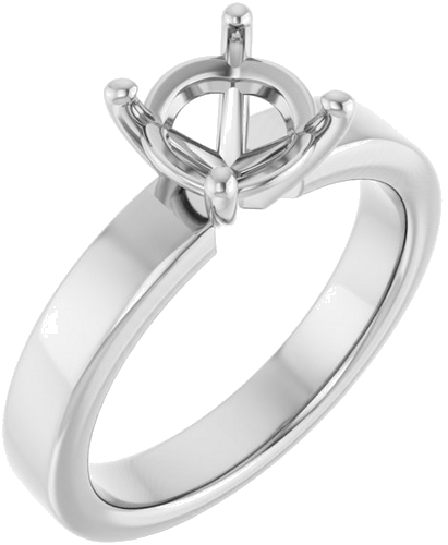 14K White 7.4 mm Round Solitaire Engagement Ring Mounting (1)