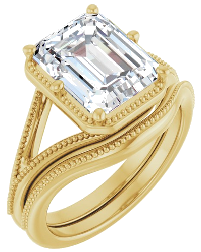 Sužadėtuvių Žiedas „Solitaire“ 14k yellow gold Emerald 10mm x 8mm (6)