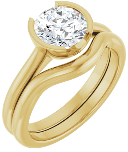 Sužadėtuvių Žiedas „Half-Bezel Solitaire“ 14k yellow gold Round 7mm (6)