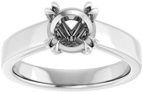 14K White 7 mm Round Solitaire Engagement Ring Mounting (3)