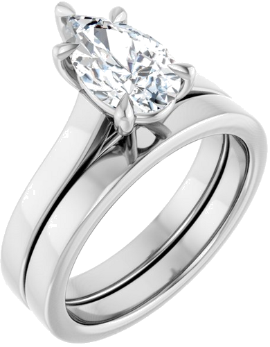 Sužadėtuvių Žiedas „Claw-Prong“ 14k white gold Pear 10mm x 6mm (6)