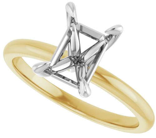 14K Yellow White 8 x 6 mm Emerald Engagement Ring Mounting (5)