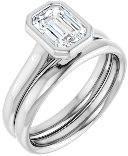 14K White  7x5 mm Emerald Solitaire Engagement Ring Mounting (6)