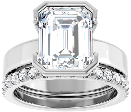 Sužadėtuvių Žiedas „Half-Bezel Solitaire“ 14k white gold Emerald 10mm x 8mm (8)