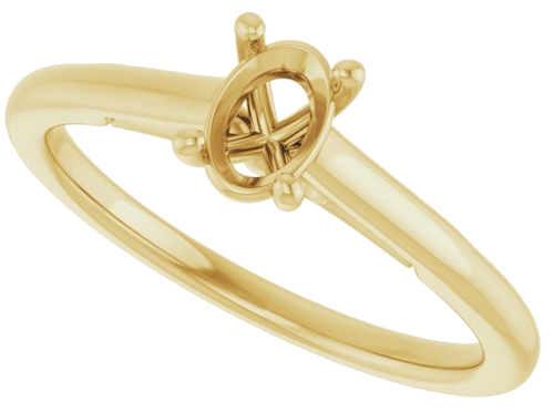 Sužadėtuvių Žiedas „Solitaire“ 585 Geltonojo Aukso Oval 6mm x 4mm (5)