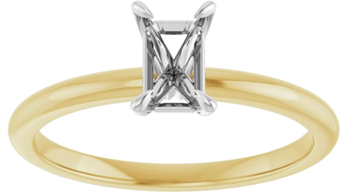 14K Yellow White 6 x 4 mm Emerald Engagement Ring Mounting (3)