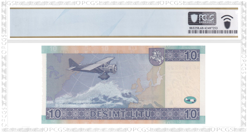 2007 Литва 10 лити банкнота PMG 68 PPQ (2)